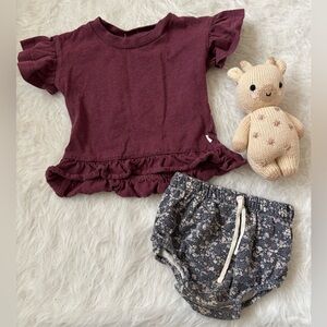 Jamie Kay Maroon Femme Ruffle Top and Floral Diaper Cover